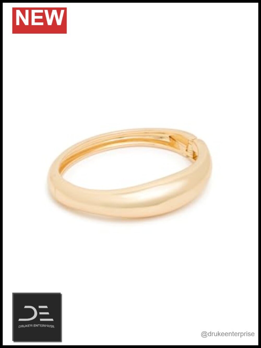 Gold Plated Brass Cuff Bracelet Polished Design 2.25in Diameter